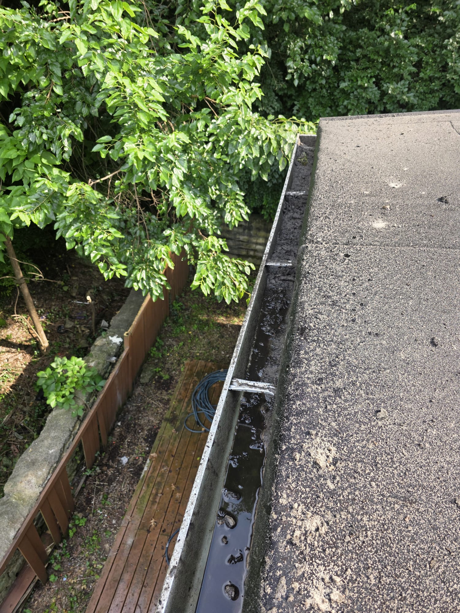 Gutter clogged with debris
